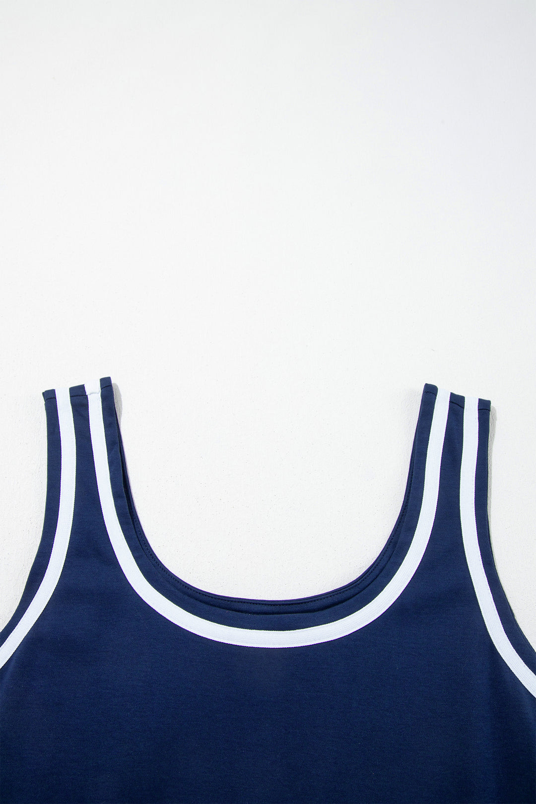 Dirty blue Contrast Trim U Neck Sleeveless Mini Dress with Shorts 2pcs Set