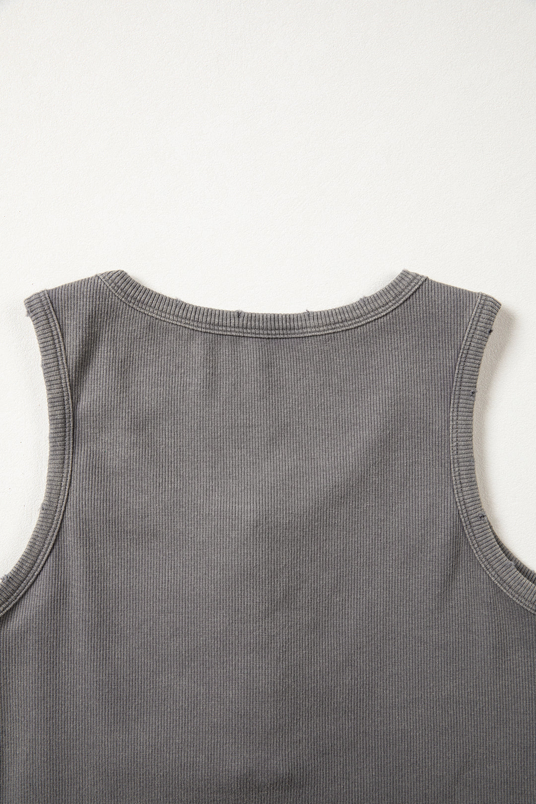 Medium Grey Vintage Distressed Ribbed Mineral Wash Tank Top