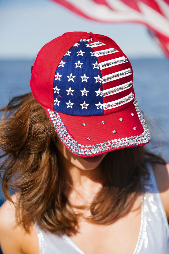 Baseballkappe mit amerikanischer Flagge und Strassdekor
