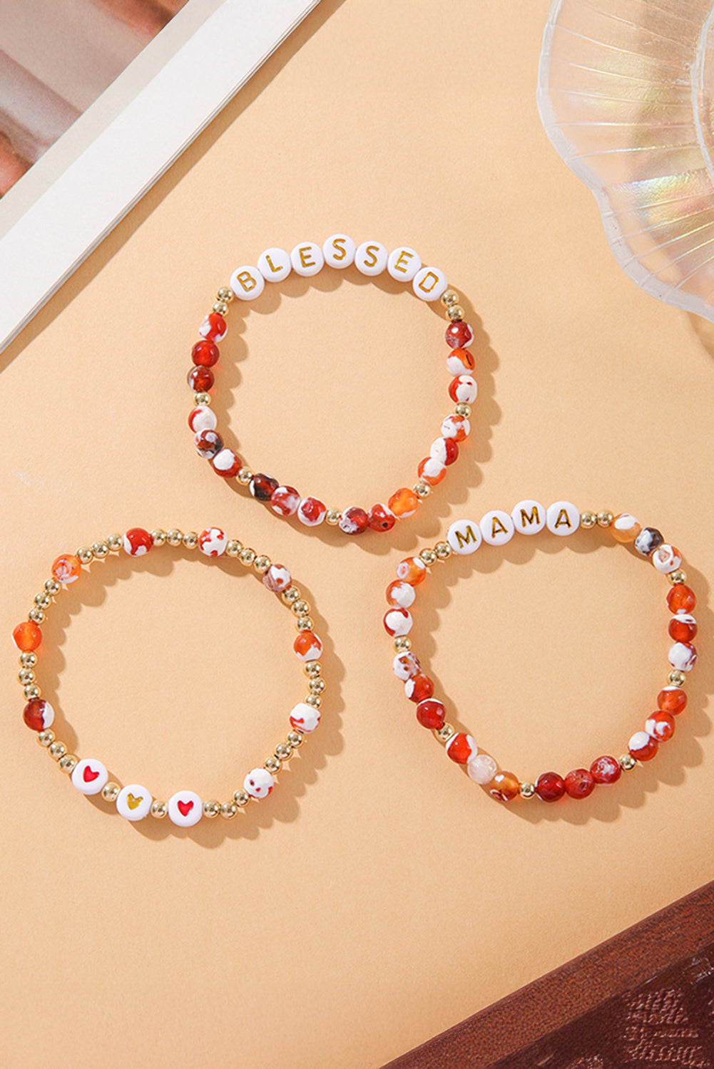 MAMA Beaded Triple Layer Bracelet Set