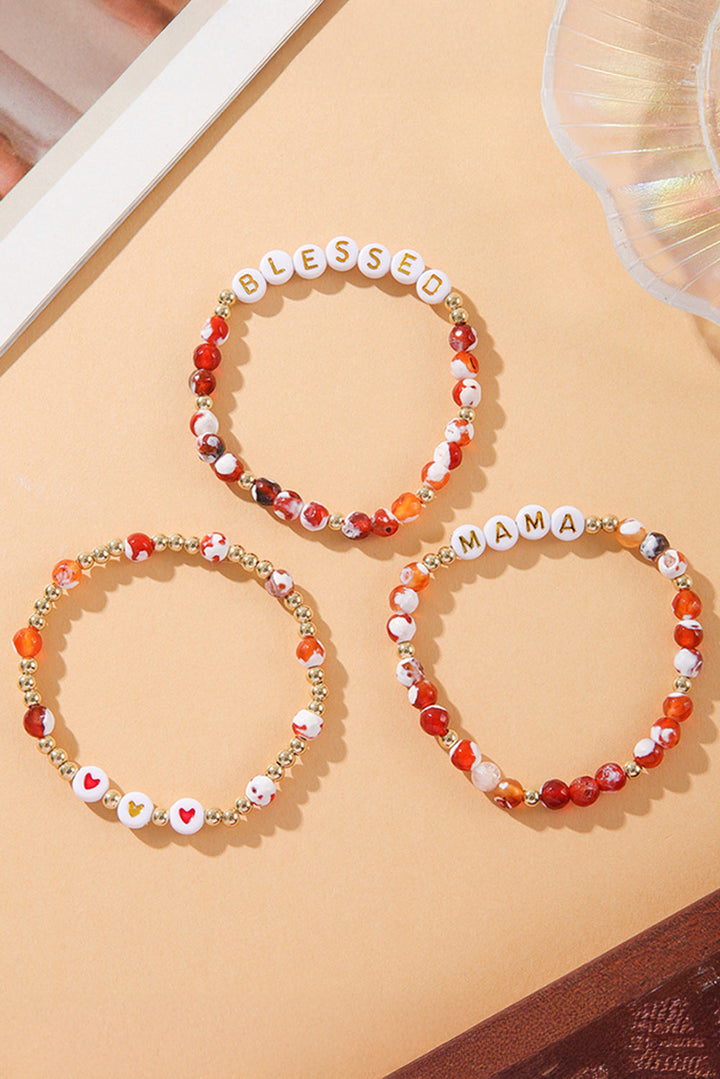 MAMA Beaded Triple Layer Bracelet Set