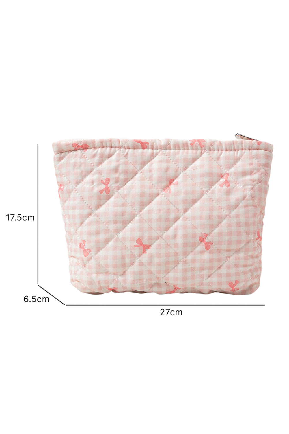 Bow Knot Print Zipper Quilted Large Cosmetic Bag