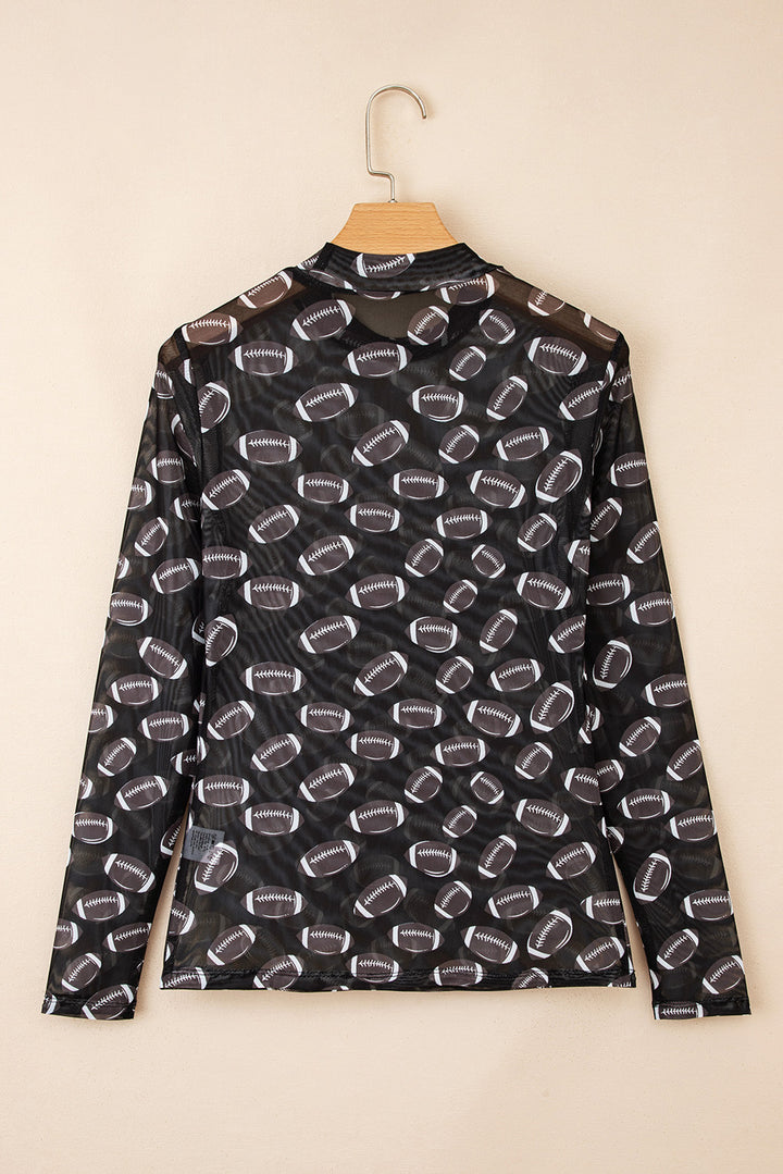 Game Day Rugby Mesh Sheer Long Sleeve Top