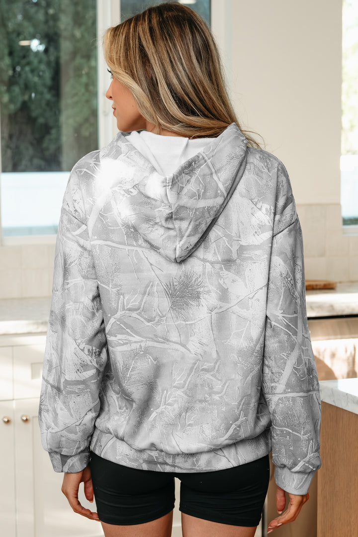 Camouflage Woodland Print Oversized Sporty Hoodie
