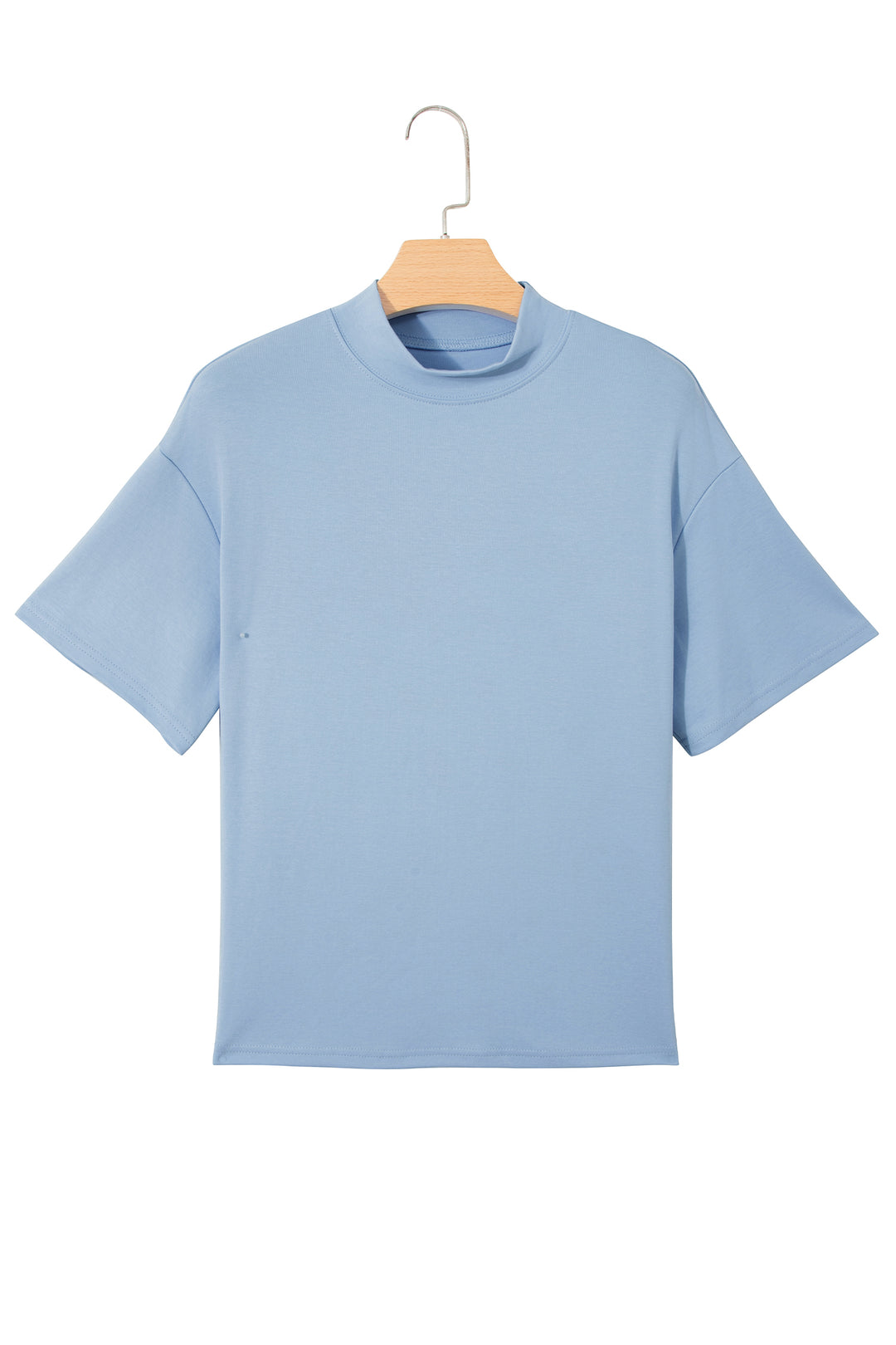 Beau Blue Solid Color High Neck Oversize Tee