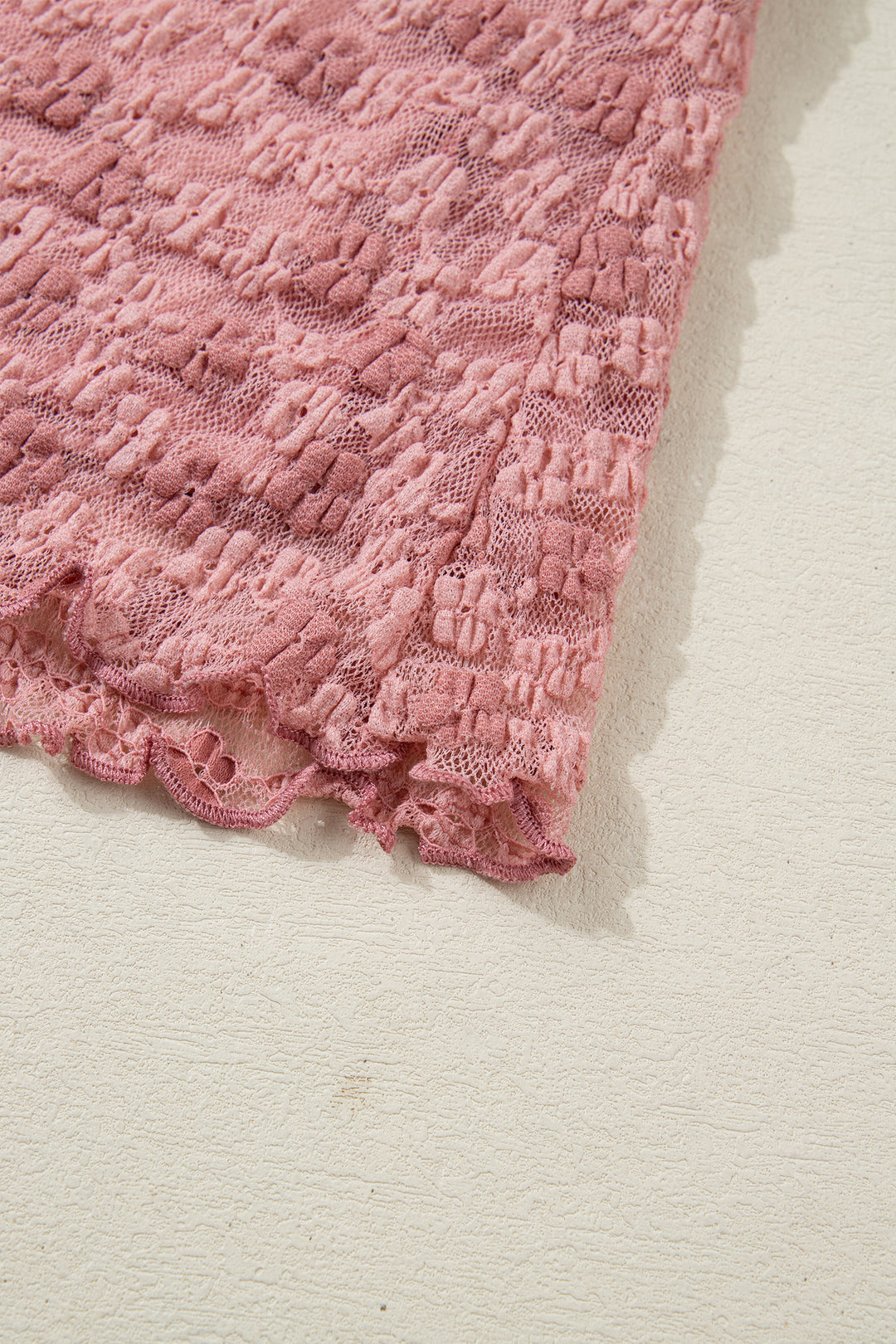 Drawstring Knot Detail Floral Lace Blouse