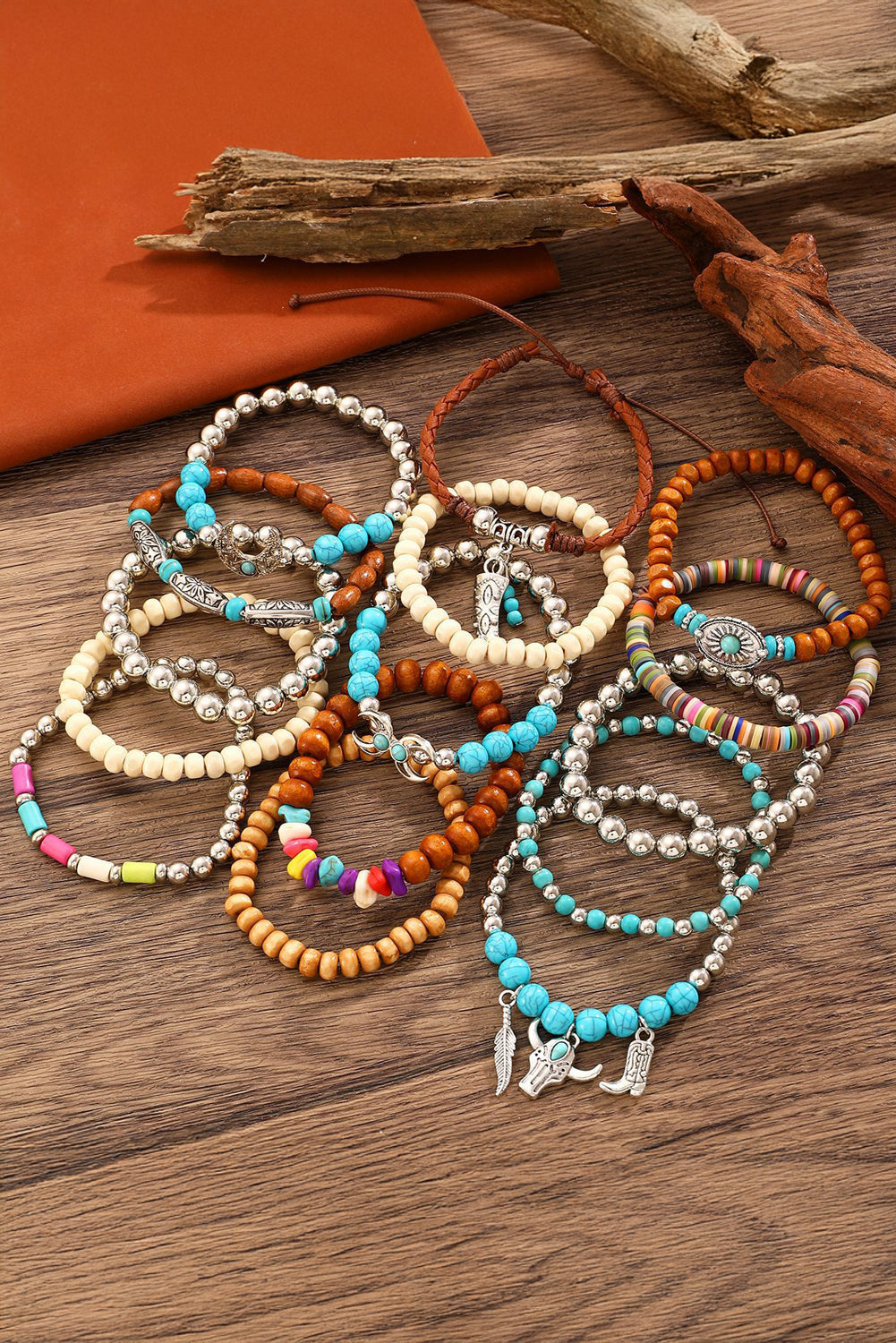 Ensemble de bracelets multicouches en perles à motif occidental