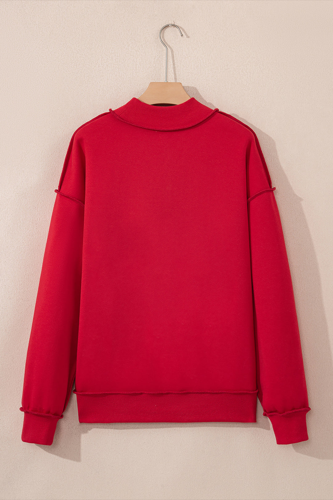 Oversize Drop Shoulder Reversible Mock Neck Sweatshirt
