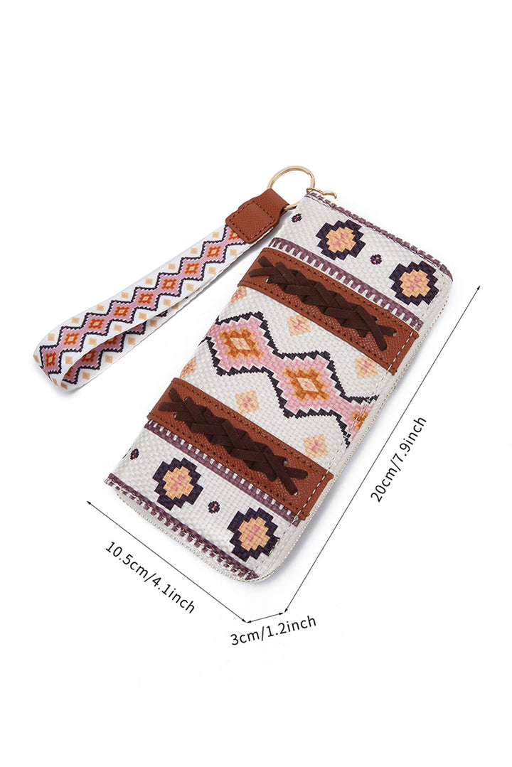 Western Aztec Print PU Leather Wristlet Wallet