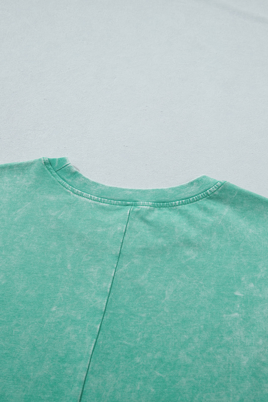 Mint Green Solid Color Cotton Mineral Washed Oversize Tee