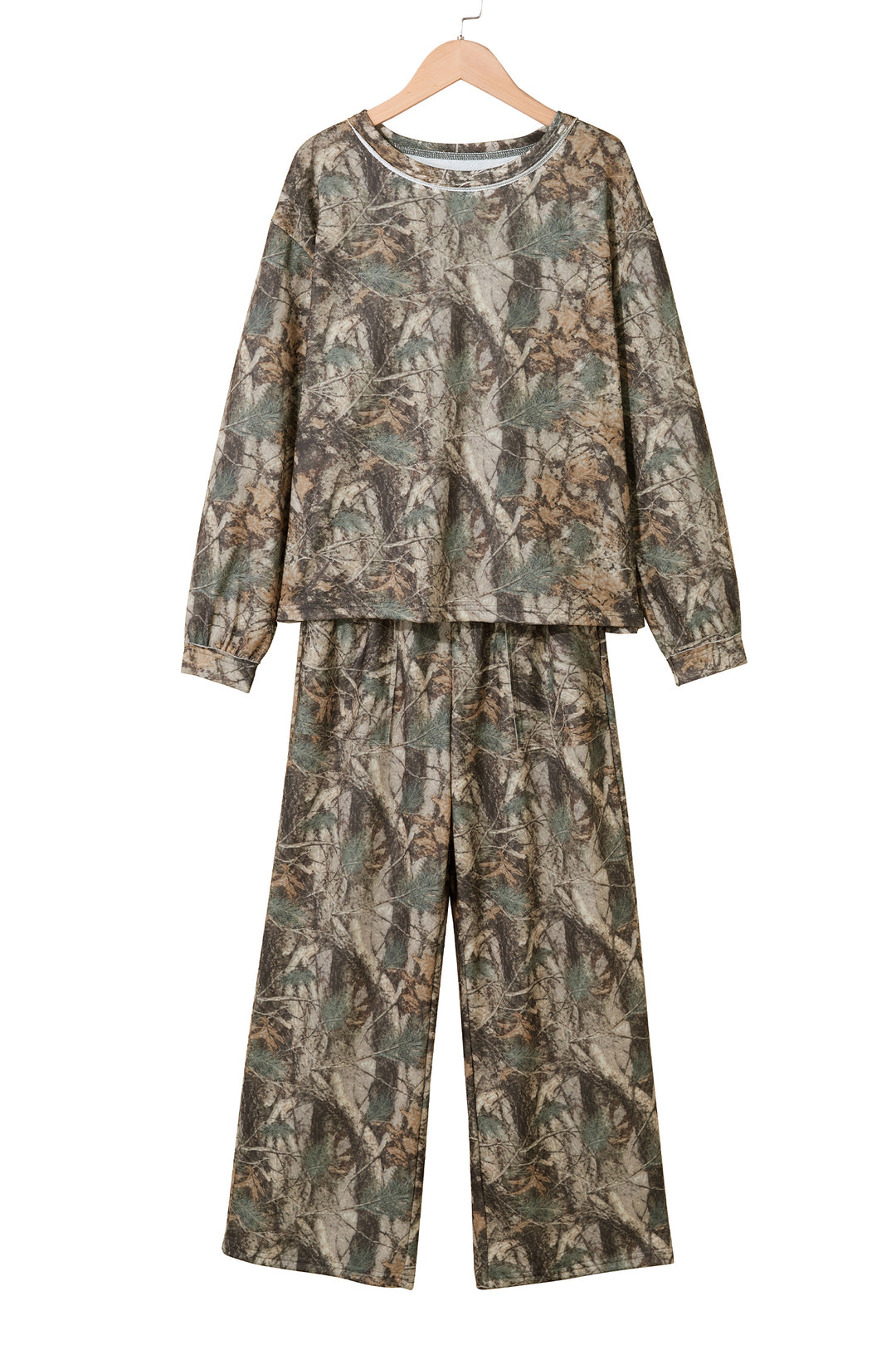 Green Abstract Print Long Sleeve Pant Set