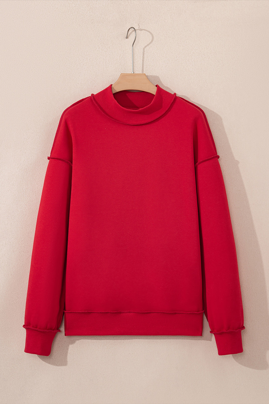 Oversize Drop Shoulder Reversible Mock Neck Sweatshirt