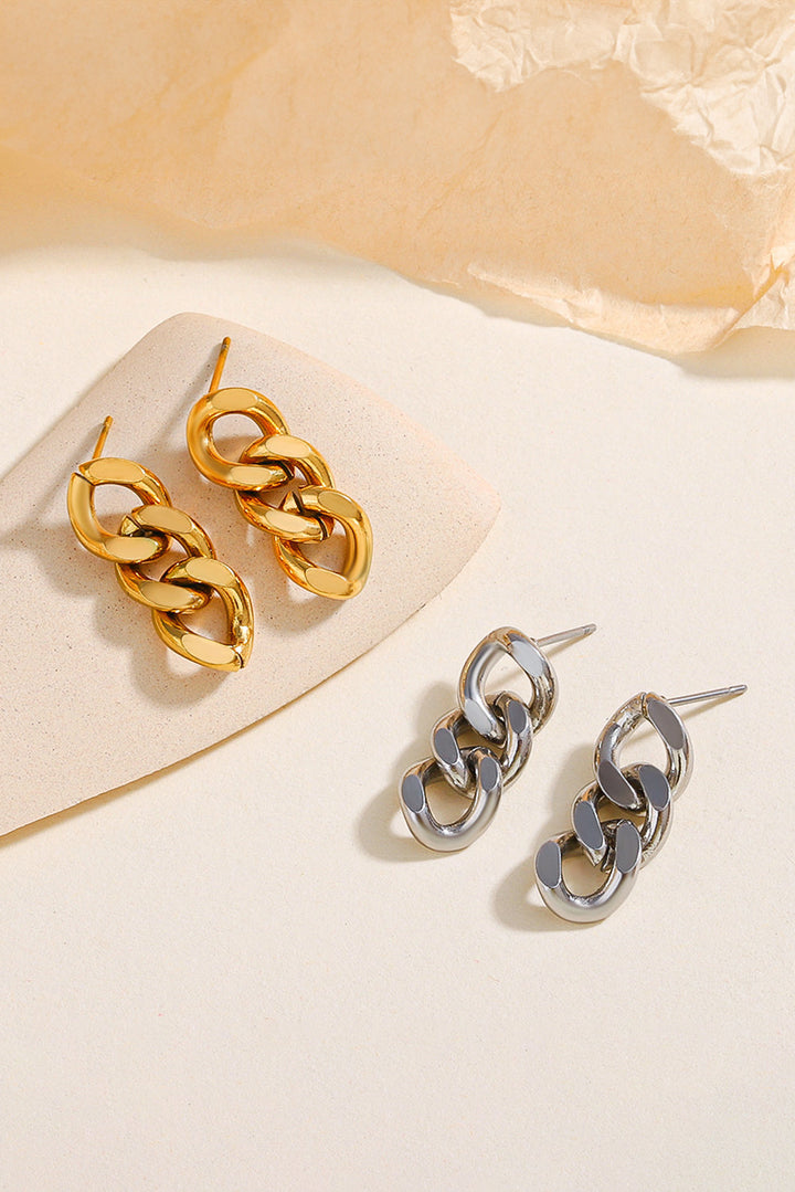 Chain Link Plate Alloy Drop Earrings