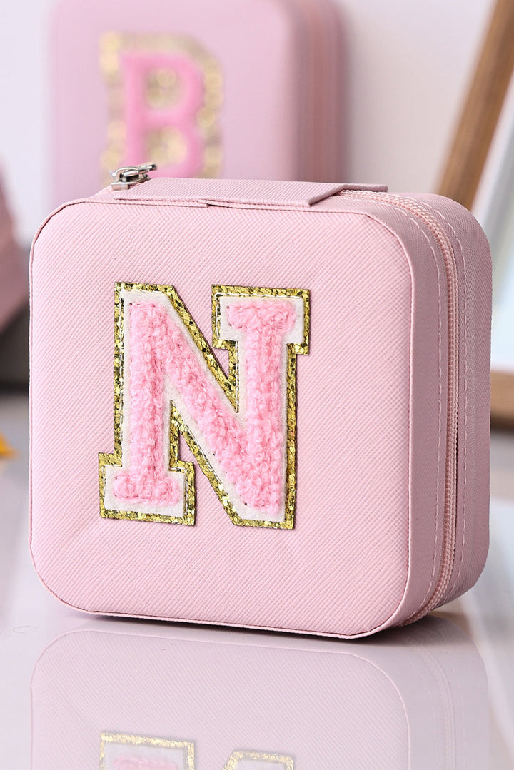Initial N Chenille Square Jewelry Box