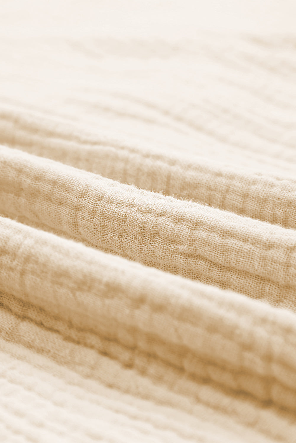 Apricot Frayed Batwing Sleeve Textured Cotton Blouse