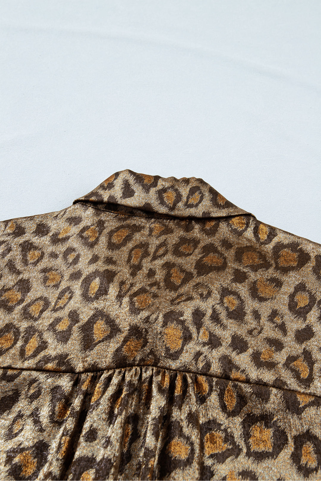 Gold Plus Size Leopard Print Short Sleeve Dolman Shirt