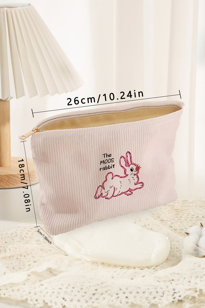Easter Rabbit Print Corduroy Makeup Storage Bag