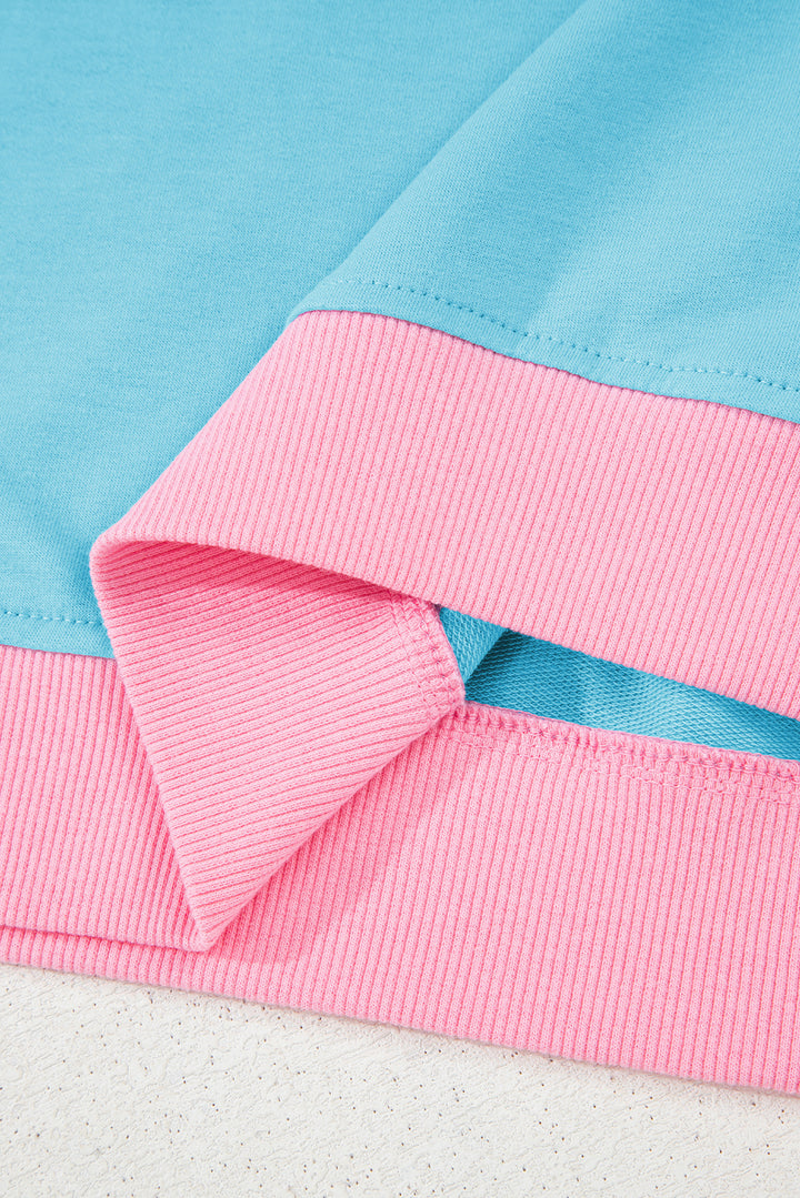 Turquoise Colorblock Edge T Shirt and Skort 2Pcs Set