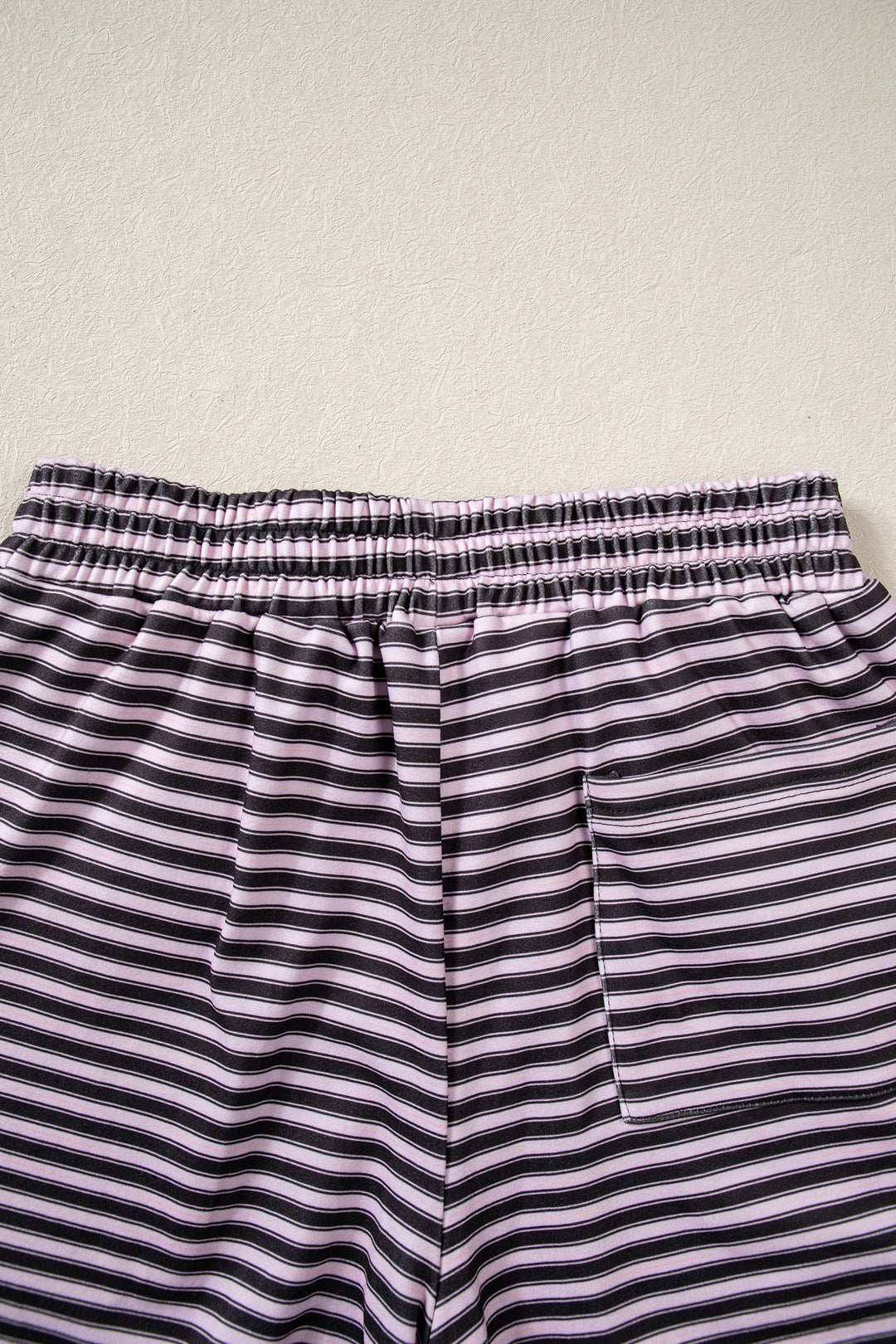 Brown Stripe Long Sleeve Oversized Top Pocketed Casual Shorts Two Piece Set