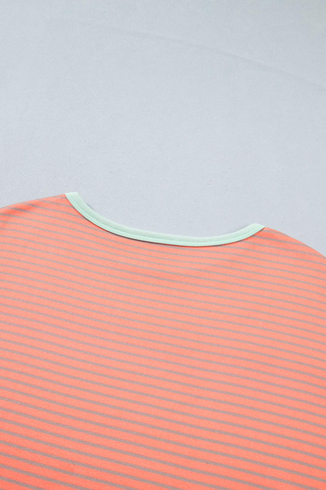 Orange Stripe Colorblock Detail Raw Seam Long Sleeve Top