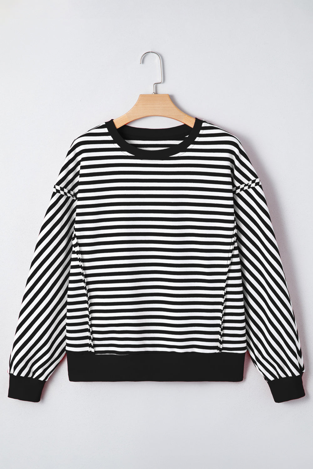 Exposed Seam Drop Shoulder Casual Pullover Top