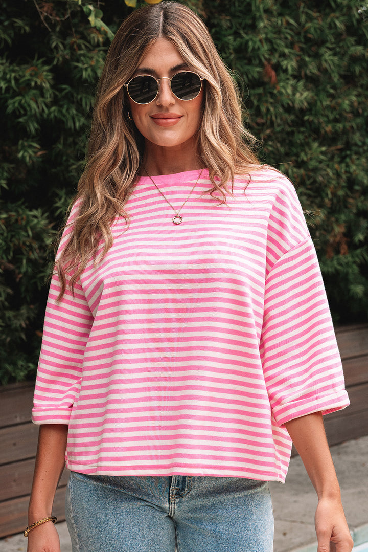 Bowknot Cutout Back Drop Shoulder Wide Bracelet Sleeve Loose Tee