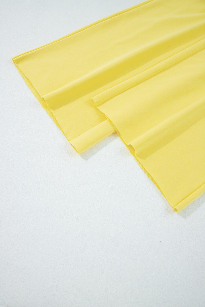 Yellow Cream Drop Shoulder Puff Sleeve Crop Pullover Drawstring Wide Leg Pants Set