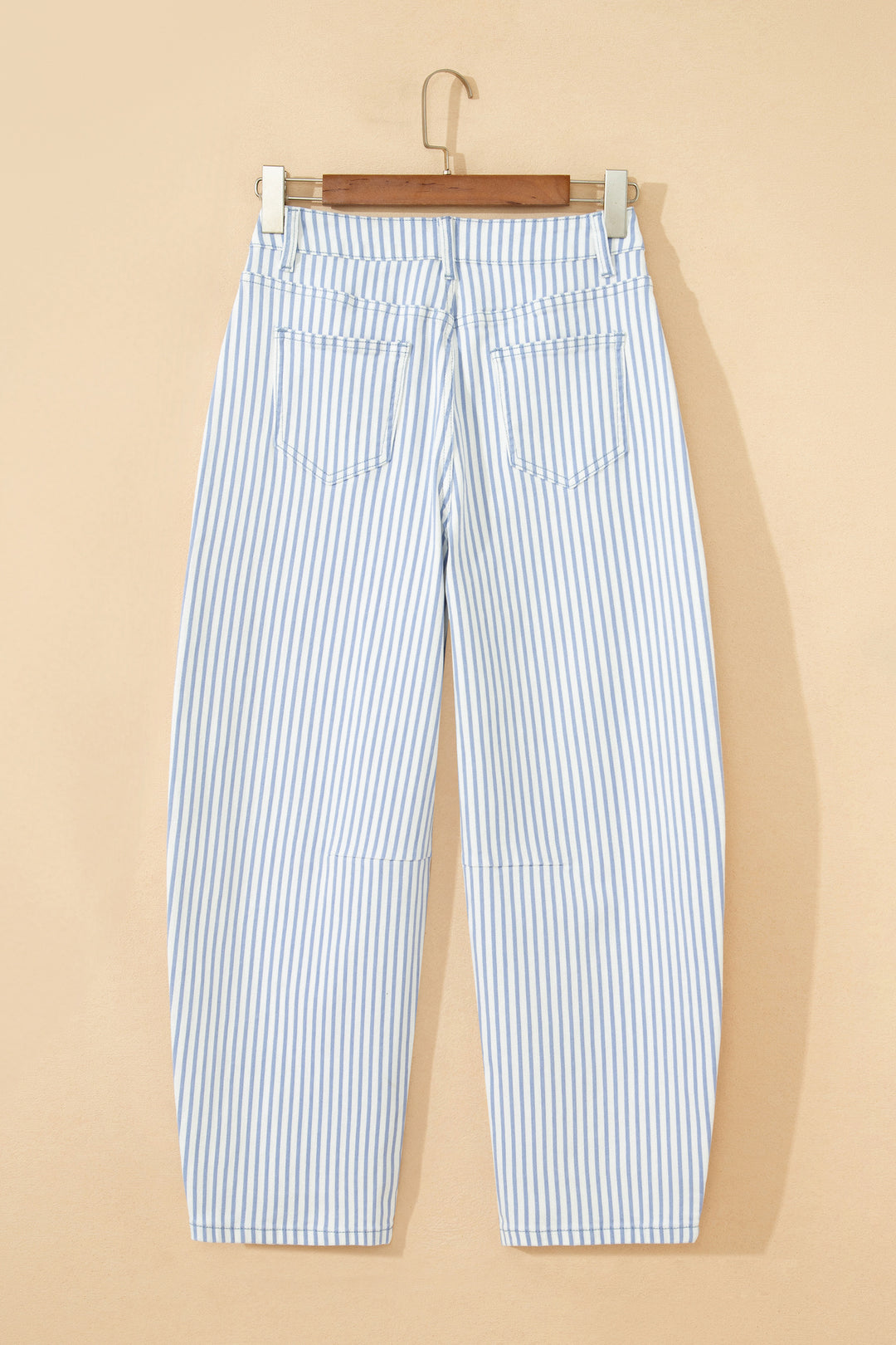 Sky Blue Stripe Casual Barrel Jeans