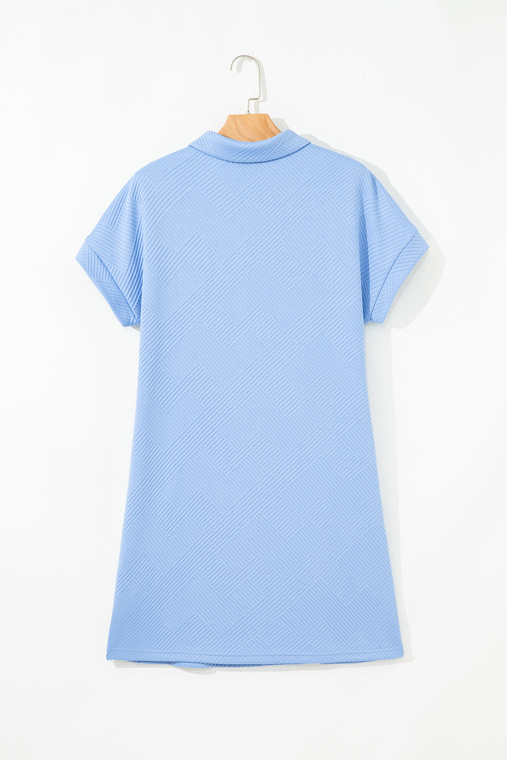 Myosotis Solid Color Textured Short Sleeve A Line Mini Dress