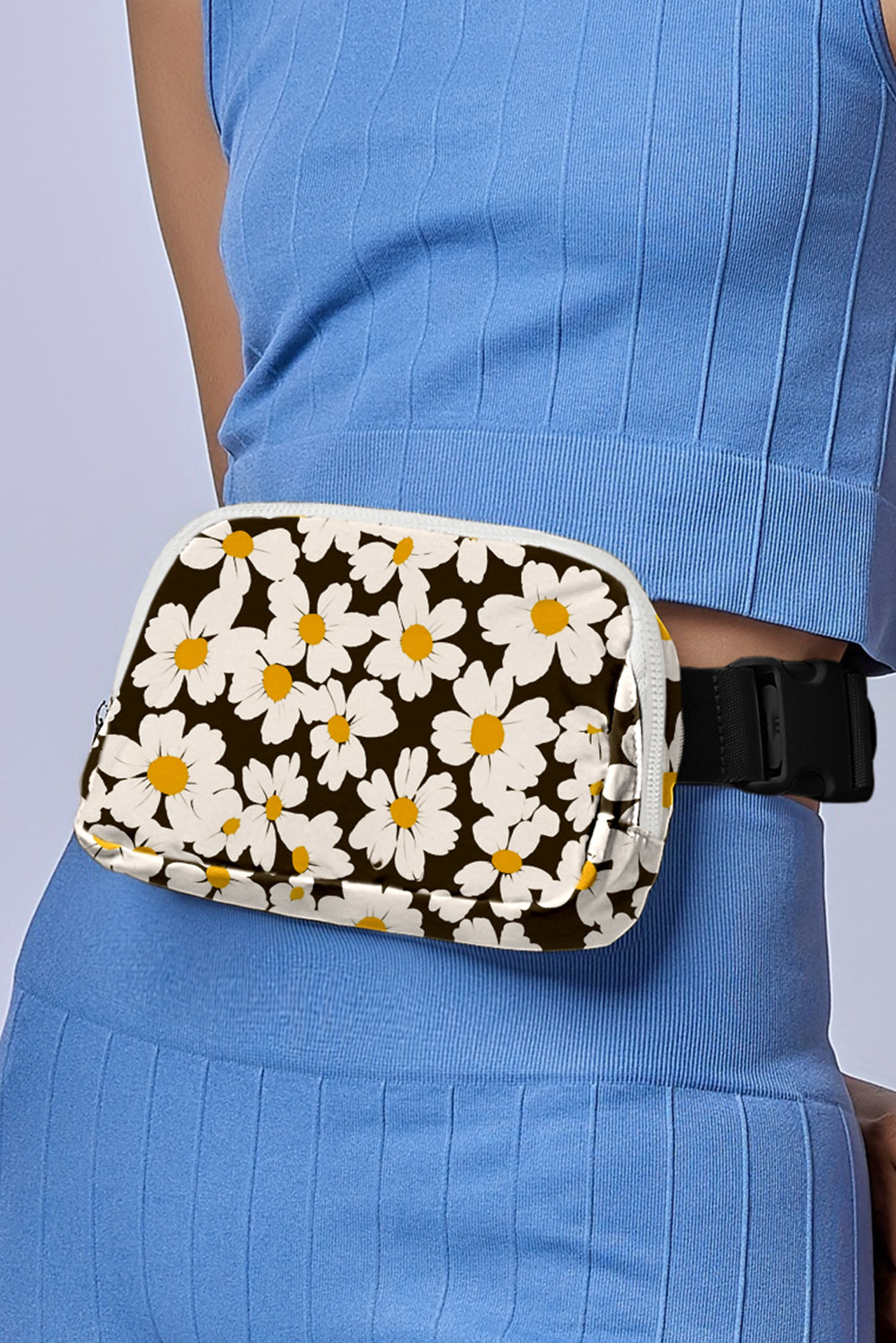 Daisy Printed Buckle Strap Crossbody Bag