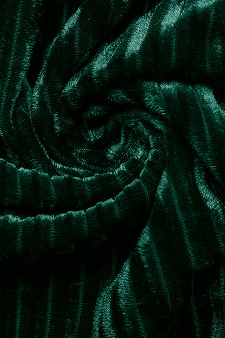 Evergreen Ribbed Velvet Keyhole Long Sleeve Mini Dress