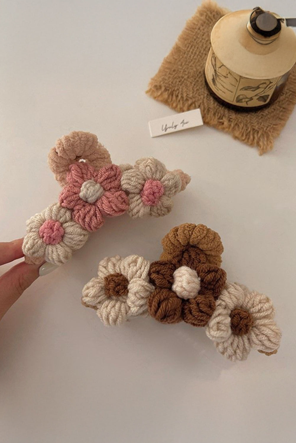 Flower Crochet Cover Large Hair Claw Clip