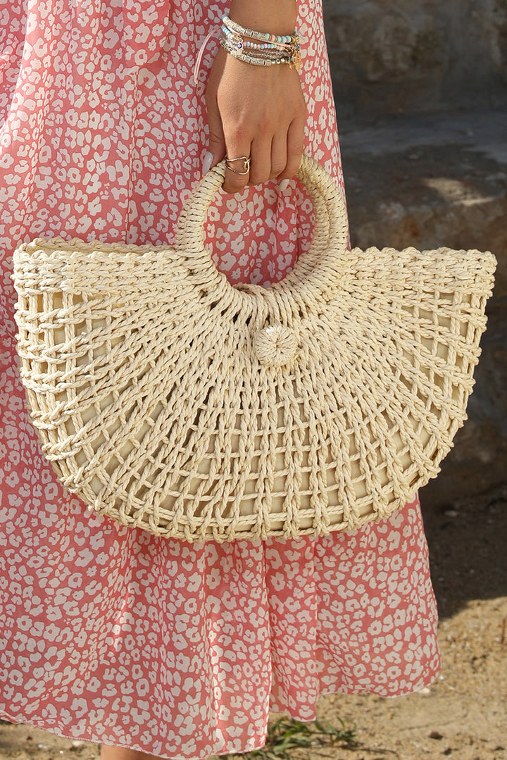 Bamboo Weaving Semicircle Tote Handbag