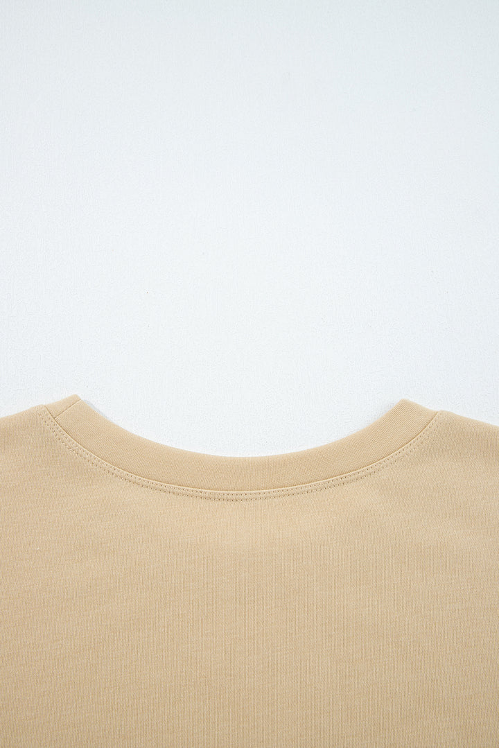 Laurel Green Exposed Seam Contrast Texture Patchwork Plus Size Drop Shoulder Pullover