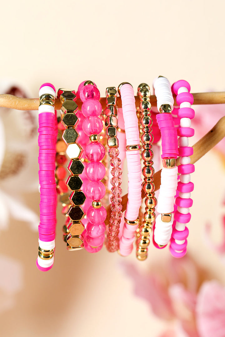 Ensemble de 8 bracelets élastiques perlés Saint-Valentin