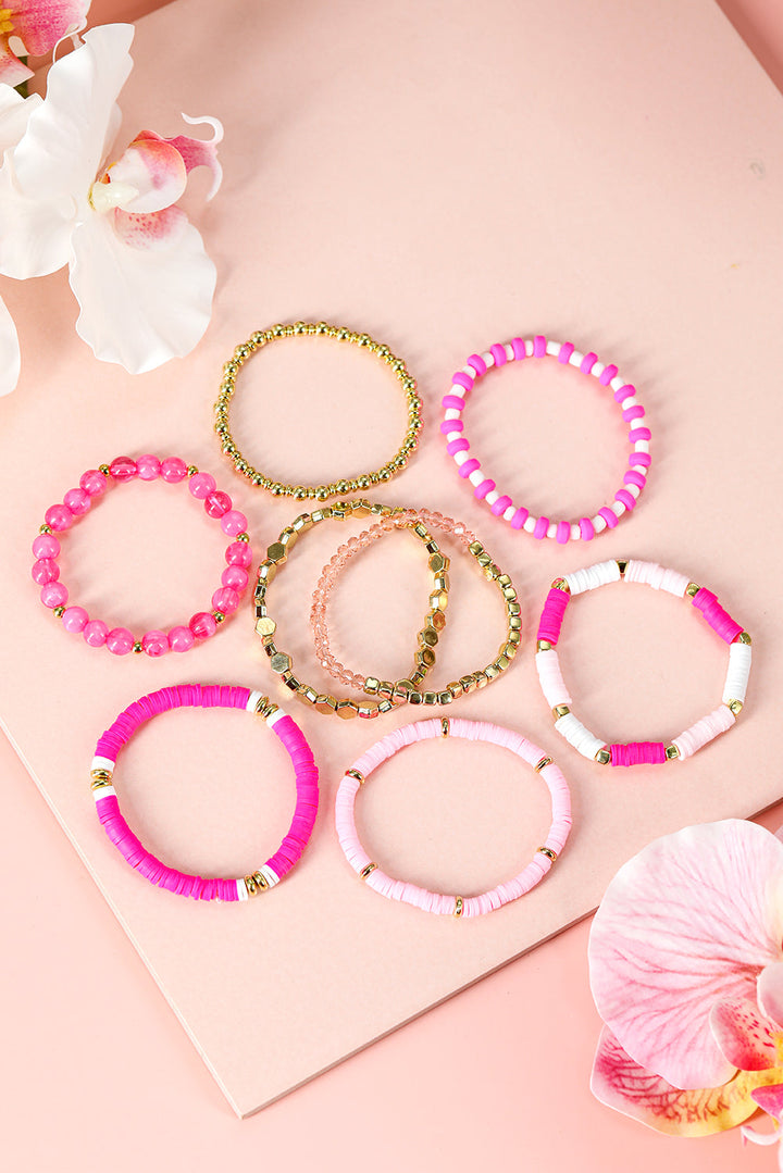 Ensemble de 8 bracelets élastiques perlés Saint-Valentin