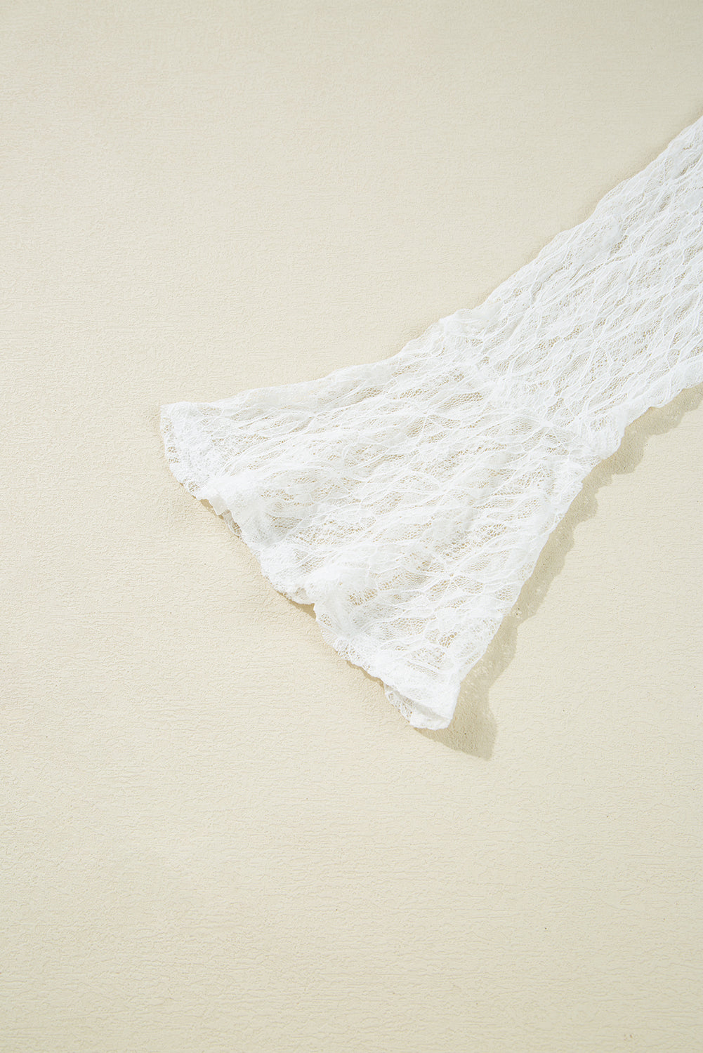 Sheer Lace Bell Sleeve Mock Neck Blouse