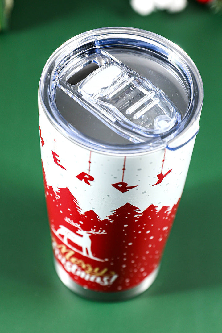Christmas Tree Elk Print Stainless Steel Tumbler 20 OZ