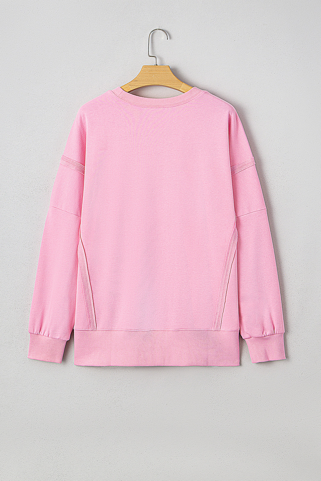 Bow Sequin XOXO Letter Graphic Exposed Seam Baggy Sweatshirt