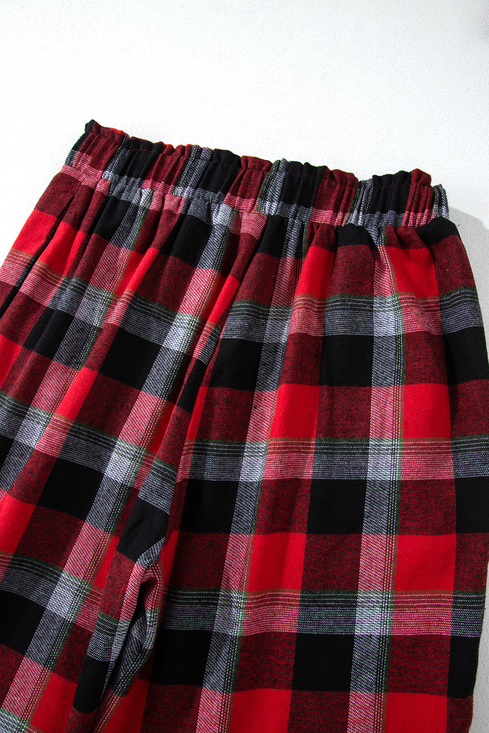 christmas checkered pattern loose shirt and pants lounge set