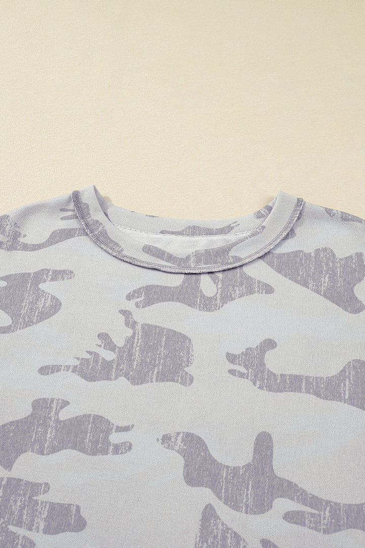 Multicolour Camouflage Print  Round Neck Plus Size Sweatshirt
