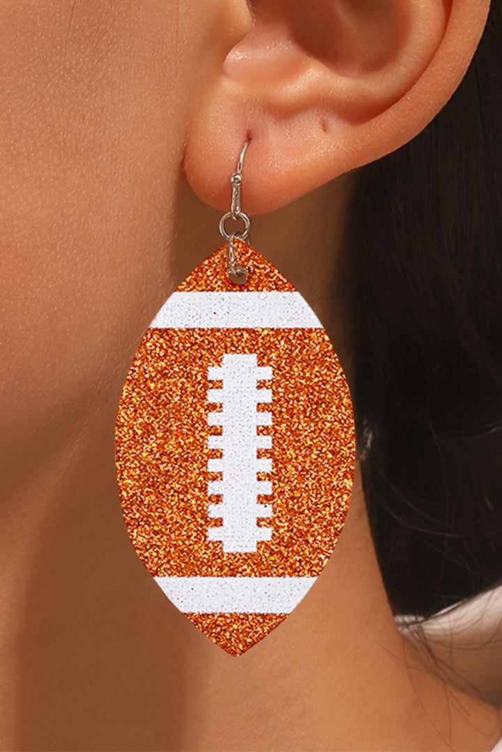 Boucles d'oreilles pendantes à paillettes motif rugby