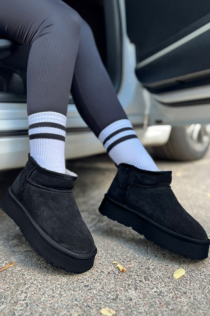Faux Fur Lined Suede Ankle Snow Boots