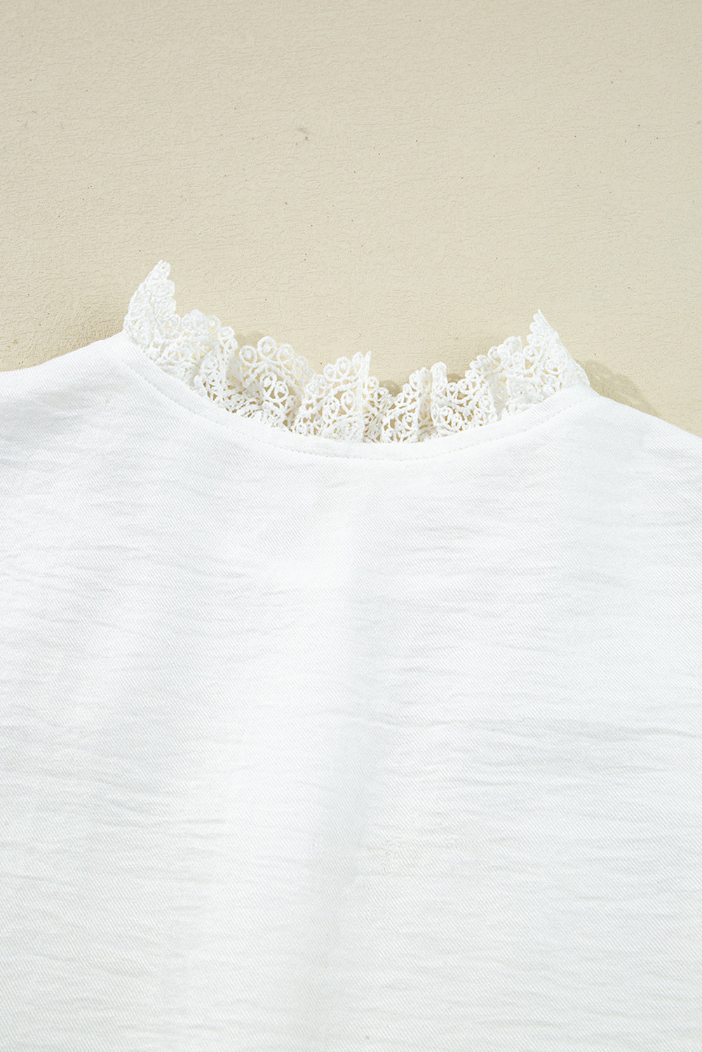Lace Patchwork Buttoned Stand Neck Loose Shirt