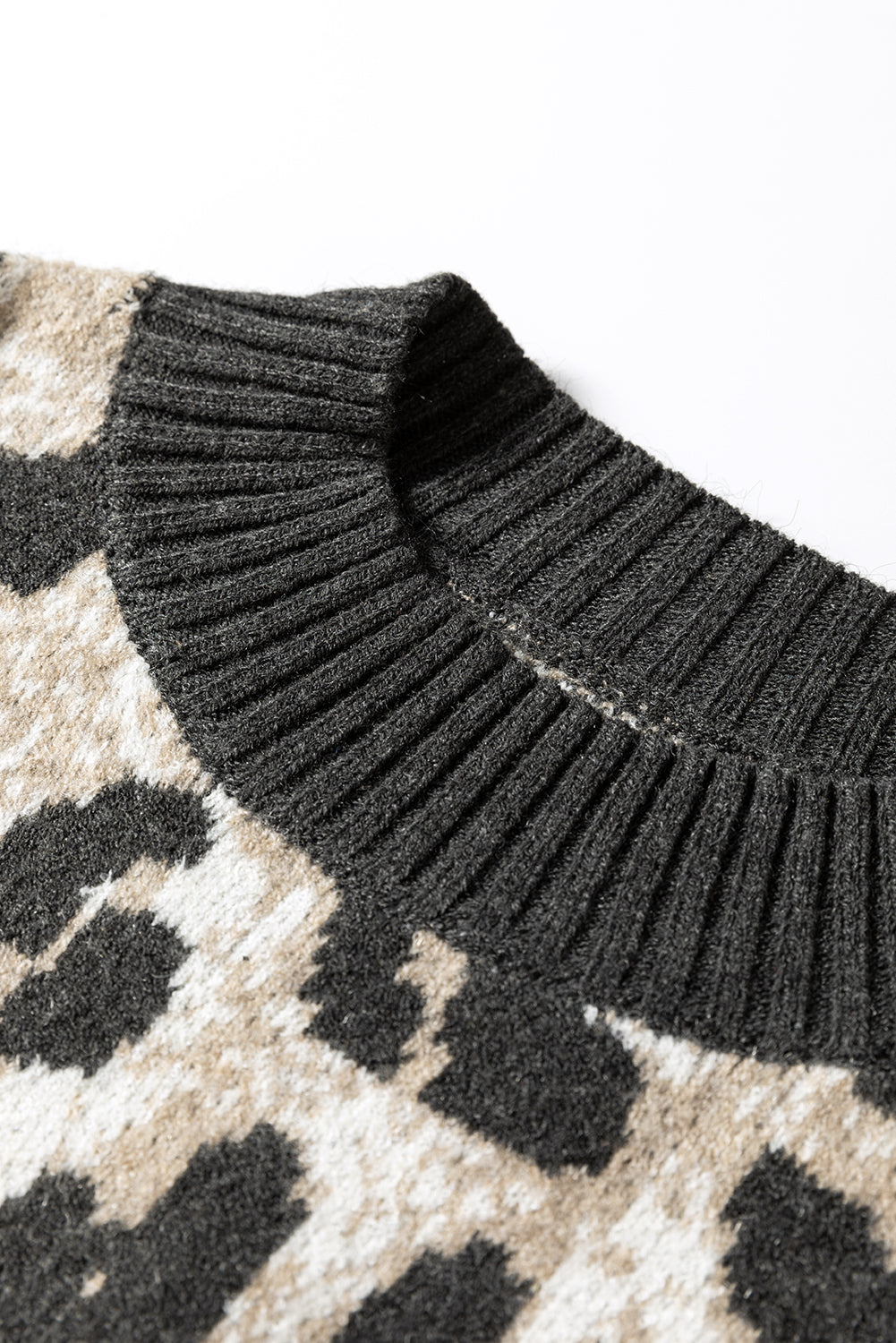Leopard Drop Shoulder Baggy Sweater