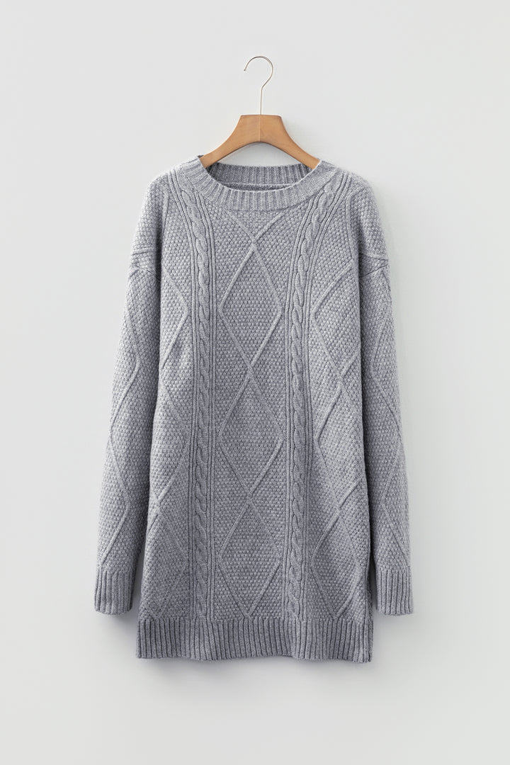 Cable Knit Drop Shoulder Loose Fit Sweater Dress