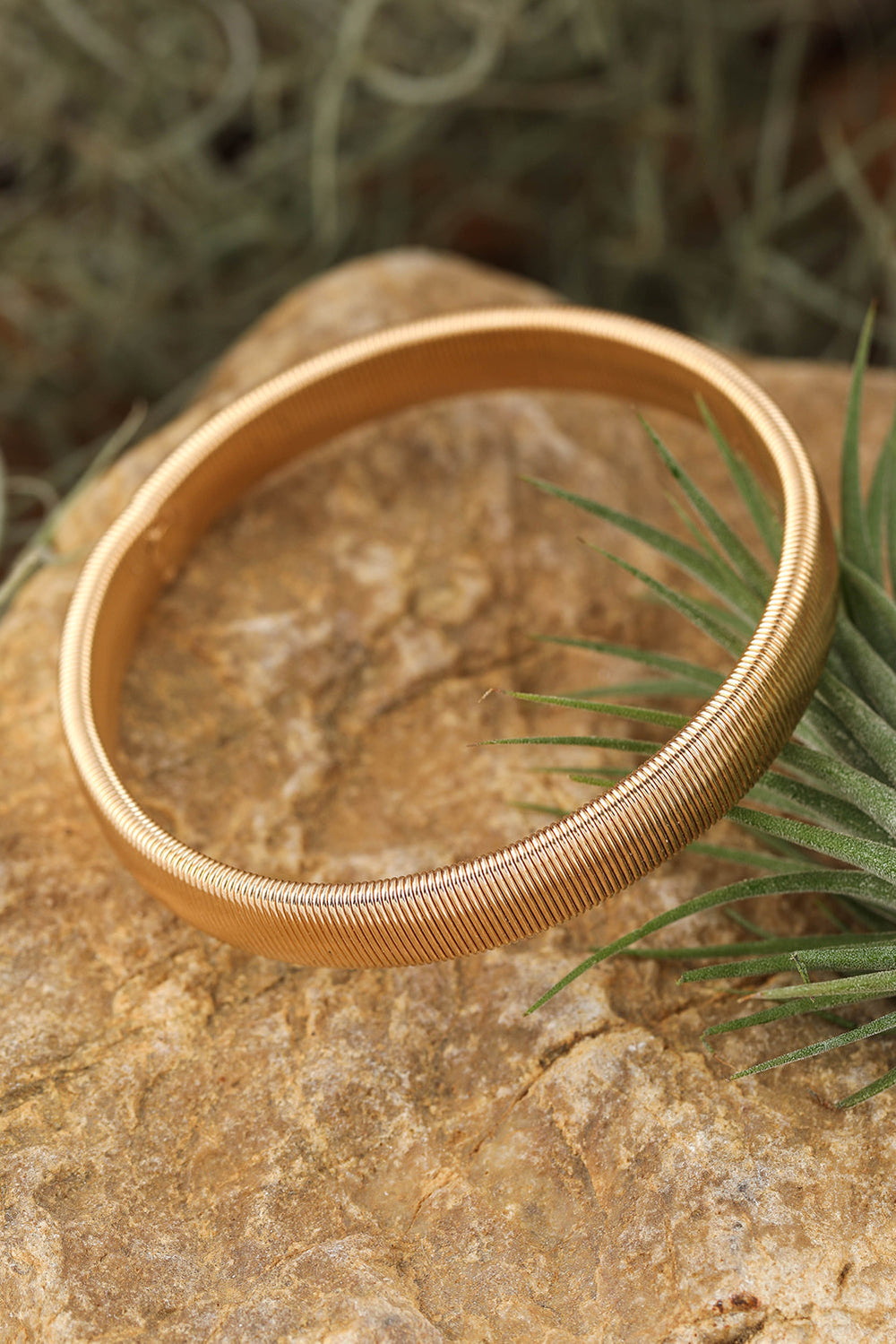 Stretchy Plated Metal Wide Bangle