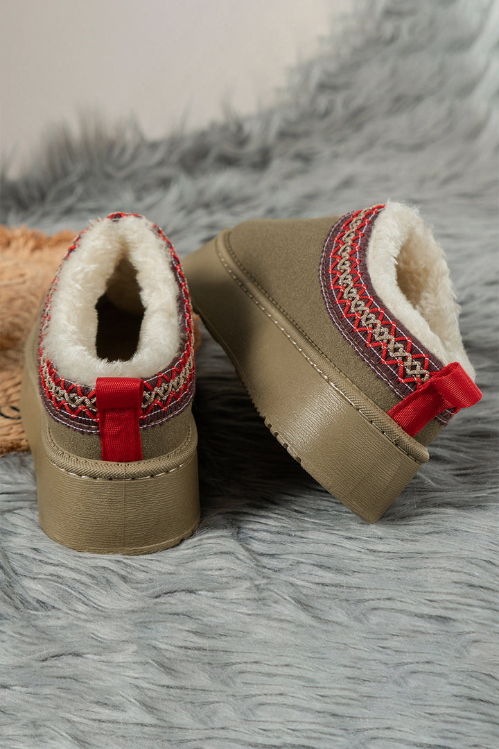 Schneestiefel aus Wildleder mit Kontrastmuster und Plüschfutter