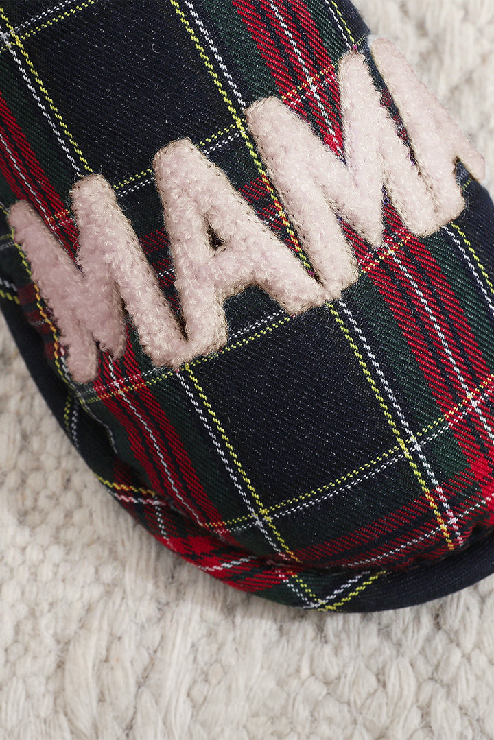 Duffel Green Retro Plaid MAMA Plush Liner Winter House Slippers