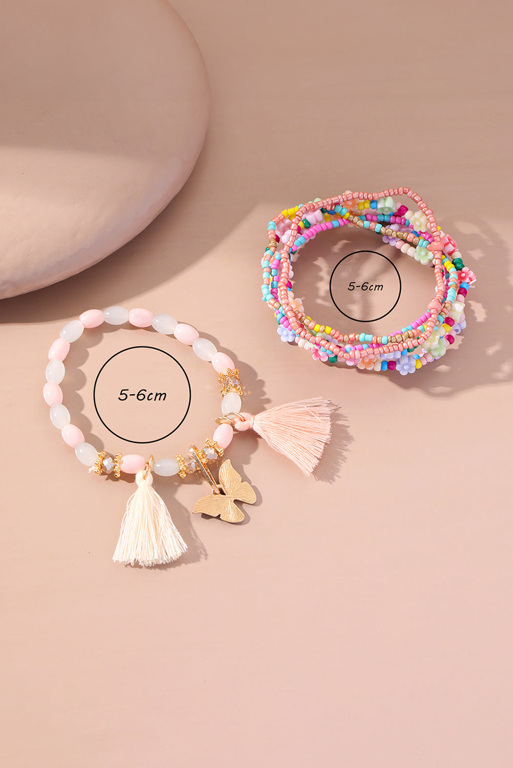 7pcs Handmade Beaded Bohemian Style Butterfly Tassel Bracelet Set